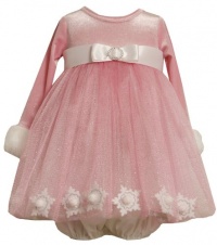 Bonnie Baby-Girls Infant Stretch Velvet Bodice Empire Waist Dress with Tulle Skirt