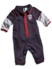 GUESS Kids Boys Newborn Two-Fer Collared Long-Sleeve Cov, NAVY (6/9M)