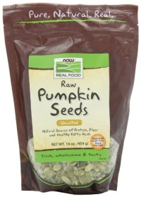 NOW Foods Pumpkin Seed Raw, Unsalted, 16 Ounce Bags (Pack of 4)