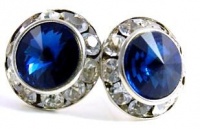 12MM 'Montana' Denim Navy Blue Swarovski Crystal Elements Round Rondelle Stud Earrings, Hypoallergenic Posts