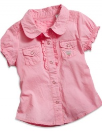 GUESS Kids Girls Baby Woven Tie-Front Top (12 - 24m), PINK (18M)