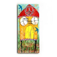 Bring Peace Home 10x24 Limited-Edition Artistic Planked Wood Sign by Cindy Wunsch