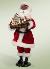 African American Santa with Train Figurine