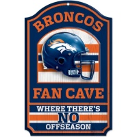 NFL Denver Broncos 11-by-17 inch Fan Cave No Offseason Wood Sign