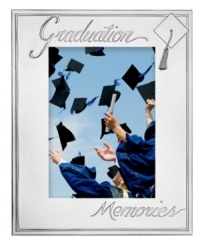 Remember how happy you looked in your cap and gown with this Best Wishes Graduation picture frame, crafted of polished silver plate from Lenox.