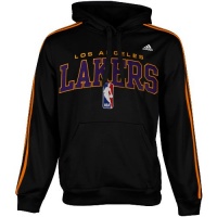 NBA adidas Los Angeles Lakers Three Stripe Pullover Hoodie Sweatshirt - Black