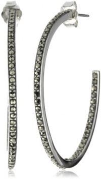 Judith Jack Sterling Silver Marcasite Pave Inside and Outside Hoop Earrings