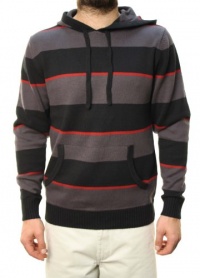 RETROFIT Men's Metal Long Sleeve Striped Hooded Sweater Black Red