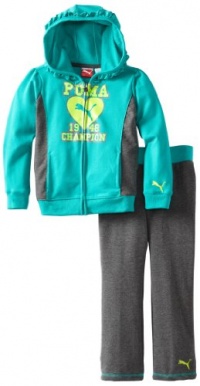 Puma - Kids Girls 2-6X Little Champion Hoodie Set, Spectra Green, 5