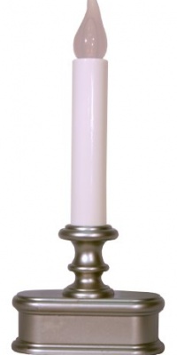 Good Tidings LED Christmas Window Candle with Light Sensor, Pewter