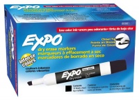 Expo Low Odor Chisel Tip Dry Erase Markers, 12 Black Markers (80001)