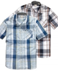 Add that little something extra to your casual look with this plaid shirt from Volcom.