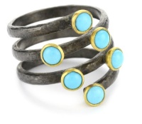 GURHAN Skittle Multi-Stone Dark Silver Turquoise-Color with Gold Accent Ring