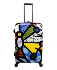 Graphic appeal! Brighten up your trip with the fun and lively coloring of this butterfly-inspired suitcase. You'll always spot your suitcase in a busy terminal and the hardside, frameless construction with built-in TSA lock guarantees your essentials will always arrive in one piece. 7-year warranty.