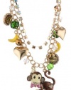 Betsey Johnson A Day at the Zoo Monkey Multi-Charm Necklace, 19