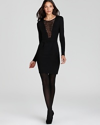 What to wear to the party dilemma be gone! This seductive French Connection dress flaunts a plunging V neckline adorned with of-the-moment lace for a head-turning look designed to steal center focus.