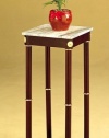 Cherry Finish Wood Square Style Plant Stand with Marble Table Top