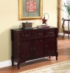 King's Brand R1021 Wood Console Sideboard Table with Drawers and Storage, Cherry Finish