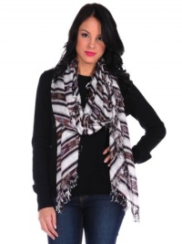 Theodora & Callum Womens Multi Ixtapa Fall Allover Fringe Scarf - White - One Size