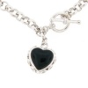 Meredith Leigh Sterling Silver Onyx Heart and Cubic Zirconia Bracelet