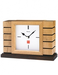 Bulova Frank Lloyd Wright Usonian II Mantel Clock Natural Finish Walnut Base