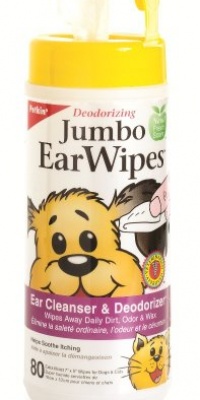 Petkin Jumbo Earwipes, 80-Count (Pack of 4)