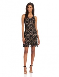 Karen Kane Women's Lace Tank Dress, Black/Nude, X-Large