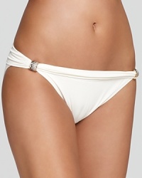 Carmen Marc Valvo's pristine bikini bottom is a must-have for exotic excursions and luxurious lounging.