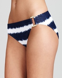 On trend Ikat print proves right for the beach with this hipster bikini bottom from Lauren by Ralph Lauren. The cut is utterly flattering -- gold ring detailing adds a hint of glitz.