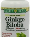 Nature's Bounty Ginkgo Biloba 400mg with 60mg Standardized Extract, 120 Tablets  (Pack of 2)