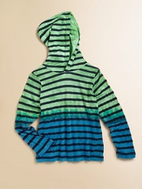 A hoodie with bold stripes and an ombré design in a soft supima cotton blend.Attached hoodLong sleevesPullover style29% supima cotton/29% micro modal/42% polyesterMachine washImported