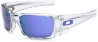 Oakley Men's Iridium Fuel Cell Rectangular Sunglasses,Polished Clear Frame/Violet Iridium Lens,one size