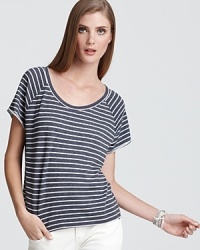 A back neon-trimmed zipper amps up this classic striped tee from Vintage Havana.