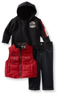 Nannette Baby-Boys Infant 3 Piece Pro Circuit Vest Set, Red, 24 Months