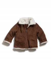 GUESS Kids Boys Bomber Jacket with Hat, DARK BROWN (12M)