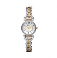 Fossil Women's ES2494 Linked Two-Tone Stainless Steel Bracelet White Analog Dial Watch