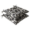 Pillow Perfect Indoor/Outdoor Black/Beige Damask Tufted Seat Cushion, 2-Pack