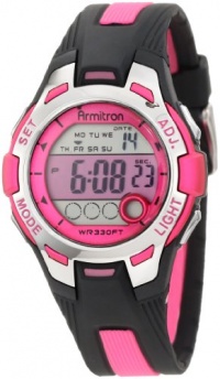 Armitron Women's 45/7030PNK Pink Dial Black Resin Strap Digital Chronograph Watch