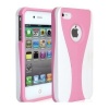 White & Pink Snap-on Rubber Coated Case for Apple iPhone 4 4S 4GS 4G + Screen Film