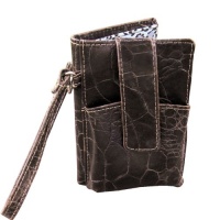 Brown Leather Smartphone Wristlets Wallet for Women - Leopard Lining