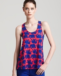 A vibrant elephant print parades across this Lilly Pulitzer top, teamed with colored denim for a revitalized take on the tribal trend.