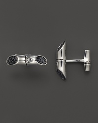 John Hardy Men's Bamboo Sterling Silver Bar Cufflinks with Black Sapphire