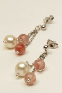 mmpearl(Michael Mikado) 7.5-8.0mm White Cultured Pearl with Crystal Chain-drop Earrings