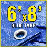 6' X 8' Blue Multi-Purpose 6-mil Waterproof Poly Tarp 6x8 Tarpaulin for Camping Tent Shelter Shade Canopy