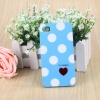 HOTER® Muliti Color Heart Large Polka Dots Design iPhone 4 Case - Blue