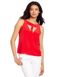 BCBGMAXAZRIA Women's Nydia Cut Out Neck Top, Red Berry, X-Small