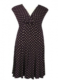 Neckline Dot Print Jersey Dress