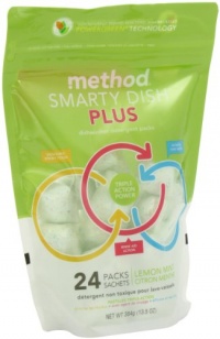 Method Smarty Dish Plus Dishwasher Detergent Packs, Lemon Mint, 24 Count