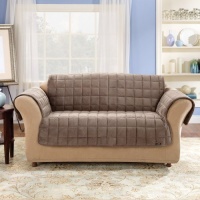 Sure Fit Deluxe Pet fort Sofa Slipcover, Sable