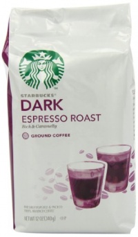 Starbucks Dark Espresso Roast Ground Coffee, 12 Ounce (Pack of 6)